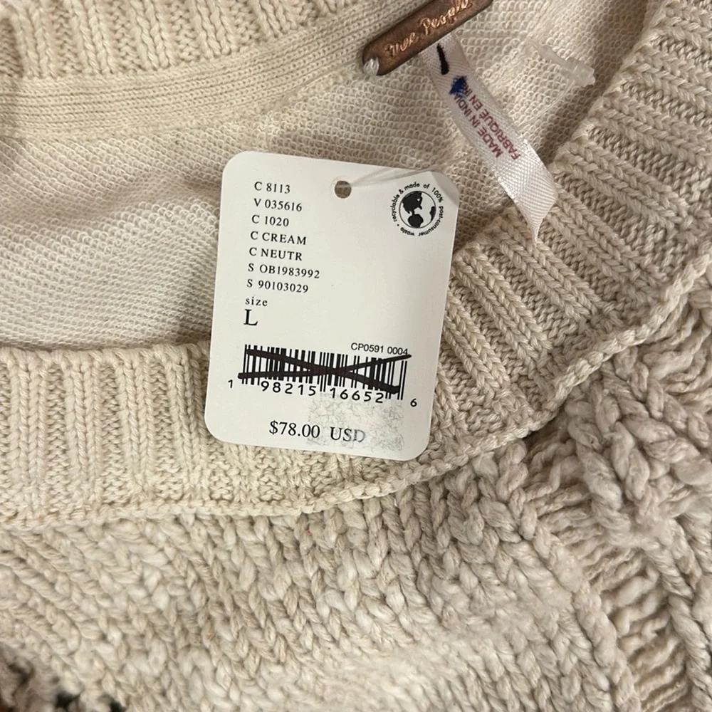 Free People Sweetness Sweatshirt in Cream Size Large - Picture 6 of 6